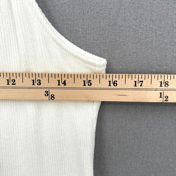 ENZA COSTA Knit Halter Turtleneck Womens Large Winter White Sleeveless Rib NEW - Picture 15 of 16